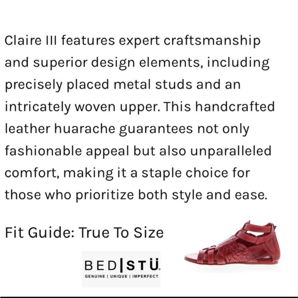 BED STU, Size 7.5, CLAIRE III, RARE IN RED, Huarache Sandals, Brand NEW in BOX! - Picture 8 of 12